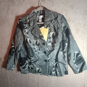 Simonton Says by George Simonton Black White Floral Jacket Women’s 1X NWT